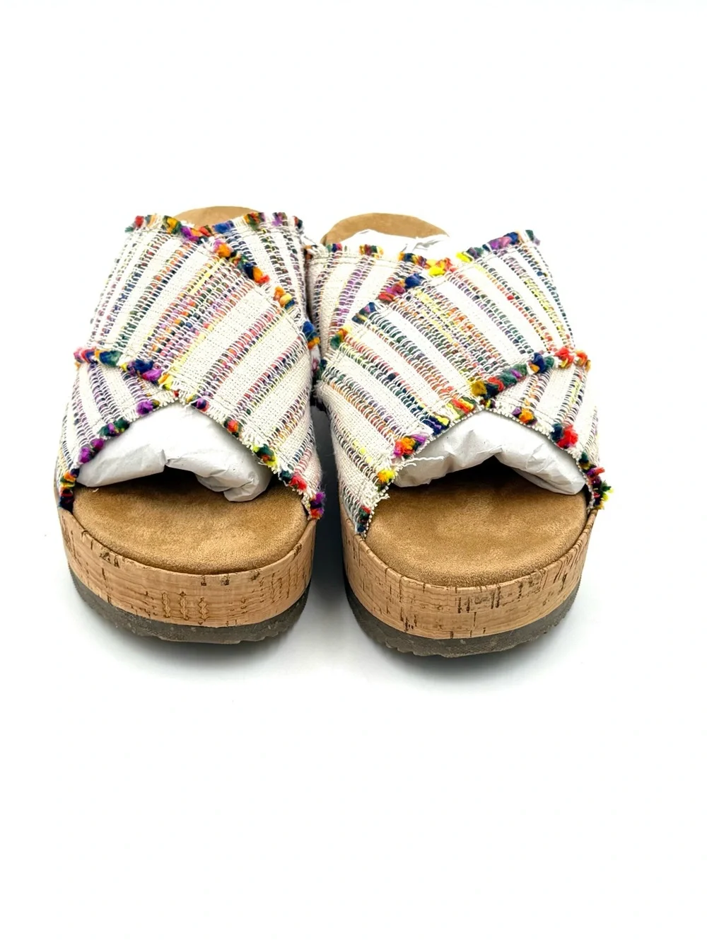 NWOT Minnetonka Posey Fiesta Stripe Wedge Sandals Size 6M